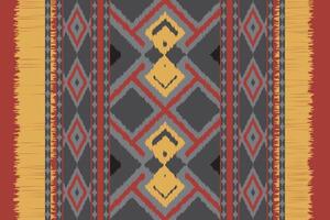 Ikat Seamless Pattern Embroidery Background. Ikat Flowers Geometric Ethnic Oriental Pattern traditional.aztec Style Abstract design for Texture,fabric,clothing,wrapping,sarong. vector