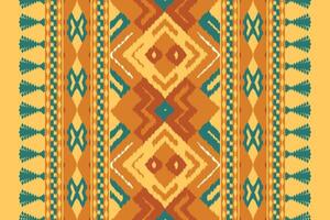 Ikat Paisley Pattern Embroidery Background. Ikat Damask Geometric Ethnic Oriental Pattern traditional.aztec Style Abstract illustration.design for Texture,fabric,clothing,wrapping,sarong. vector