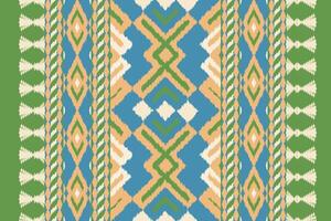 Ikat Fabric Paisley Embroidery Background. Ikat Seamless Pattern Geometric Ethnic Oriental Pattern Traditional. Ikat Aztec Style Abstract Design for Print Texture,fabric,saree,sari,carpet. vector