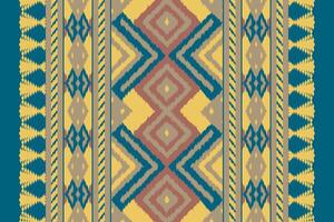 Ikat Floral Paisley Embroidery Background. Ikat Seamless Pattern Geometric Ethnic Oriental Pattern Traditional. Ikat Aztec Style Abstract Design for Print Texture,fabric,saree,sari,carpet. vector