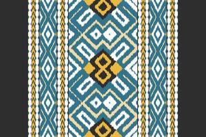 Ikat Paisley Pattern Embroidery Background. Ikat Triangle Geometric Ethnic Oriental Pattern traditional.aztec Style Abstract illustration.design for Texture,fabric,clothing,wrapping,sarong. vector