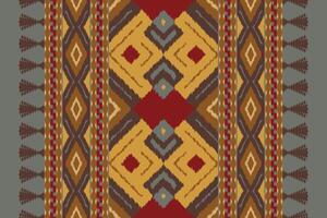 Ikat Paisley Pattern Embroidery Background. Ikat Patterns Geometric Ethnic Oriental Pattern traditional.aztec Style Abstract illustration.design for Texture,fabric,clothing,wrapping,sarong. vector