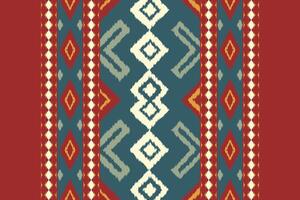 Motif Ikat Seamless Pattern Embroidery Background. Ikat Triangle Geometric Ethnic Oriental Pattern traditional.aztec Style Abstract design for Texture,fabric,clothing,wrapping,sarong. vector