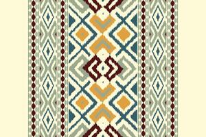 Ikat Damask Embroidery Background. Ikat Stripe Geometric Ethnic Oriental Pattern traditional.aztec Style Abstract illustration.design for Texture,fabric,clothing,wrapping,sarong. vector