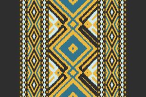 Ikat Paisley Pattern Embroidery Background. Ikat Texture Geometric Ethnic Oriental Pattern traditional.aztec Style Abstract illustration.design for Texture,fabric,clothing,wrapping,sarong. vector