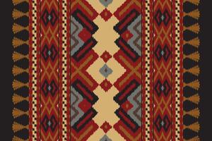 Ikat Paisley Pattern Embroidery Background. Ikat Seamless Pattern Geometric Ethnic Oriental Pattern traditional.aztec Style Abstract design for Texture,fabric,clothing,wrapping,sarong. vector