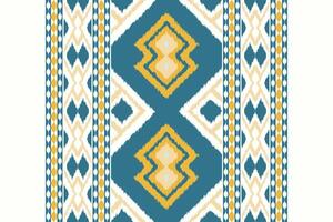 Ikat Damask Embroidery Background. Ikat Print Geometric Ethnic Oriental Pattern Traditional. Ikat Aztec Style Abstract Design for Print Texture,fabric,saree,sari,carpet. vector