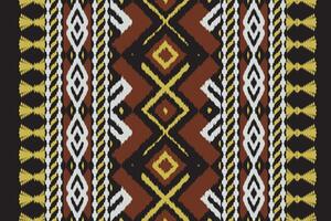 Ikat Damask Paisley Embroidery Background. Ikat Frame Geometric Ethnic Oriental Pattern Traditional. Ikat Aztec Style Abstract Design for Print Texture,fabric,saree,sari,carpet. vector