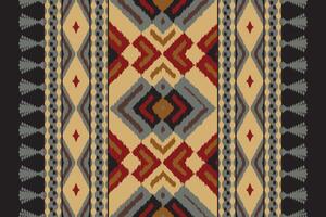 Ikat Paisley Pattern Embroidery Background. Ikat Seamless Geometric Ethnic Oriental Pattern Traditional. Ikat Aztec Style Abstract Design for Print Texture,fabric,saree,sari,carpet. vector