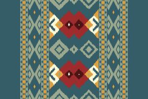 Motif Ikat Seamless Pattern Embroidery Background. Ikat Flower Geometric Ethnic Oriental Pattern Traditional. Ikat Aztec Style Abstract Design for Print Texture,fabric,saree,sari,carpet. vector