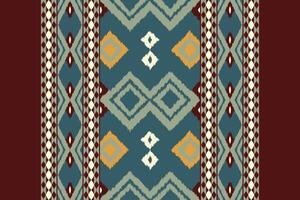 Motif Ikat Seamless Pattern Embroidery Background. Ikat Stripes Geometric Ethnic Oriental Pattern Traditional. Ikat Aztec Style Abstract Design for Print Texture,fabric,saree,sari,carpet. vector