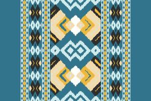 Motif Ikat Seamless Pattern Embroidery Background. Ikat Chevron Geometric Ethnic Oriental Pattern Traditional. Ikat Aztec Style Abstract Design for Print Texture,fabric,saree,sari,carpet. vector