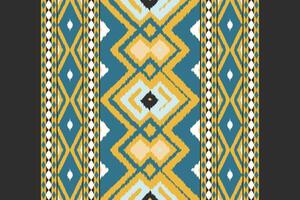 Ikat Damask Embroidery Background. Ikat Seamless Geometric Ethnic Oriental Pattern traditional.aztec Style Abstract illustration.design for Texture,fabric,clothing,wrapping,sarong. vector