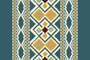 Motif Ikat Seamless Pattern Embroidery Background. Ikat Geometric Ethnic Oriental Pattern Traditional. Ikat Aztec Style Abstract Design for Print Texture,fabric,saree,sari,carpet. vector