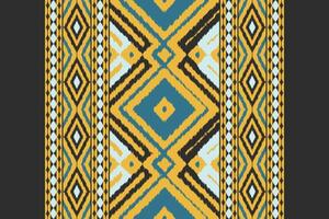 Ikat Damask Embroidery Background. Ikat Seamless Pattern Geometric Ethnic Oriental Pattern Traditional. Ikat Aztec Style Abstract Design for Print Texture,fabric,saree,sari,carpet. vector