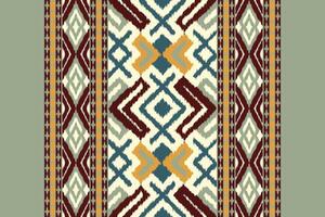 Ikat Damask Embroidery Background. Ikat Stripe Geometric Ethnic Oriental Pattern Traditional. Ikat Aztec Style Abstract Design for Print Texture,fabric,saree,sari,carpet. vector