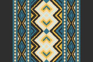 Motif Ikat Seamless Pattern Embroidery Background. Ikat Background Geometric Ethnic Oriental Pattern Traditional. Ikat Aztec Style Abstract Design for Print Texture,fabric,saree,sari,carpet. vector