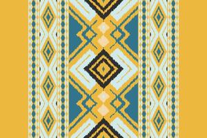 Ikat Damask Embroidery Background. Ikat Seamless Geometric Ethnic Oriental Pattern Traditional. Ikat Aztec Style Abstract Design for Print Texture,fabric,saree,sari,carpet. vector