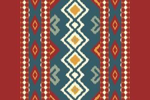 Motif Ikat Seamless Pattern Embroidery Background. Ikat Triangle Geometric Ethnic Oriental Pattern Traditional. Ikat Aztec Style Abstract Design for Print Texture,fabric,saree,sari,carpet. vector