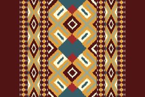 Motif Ikat Seamless Pattern Embroidery Background. Ikat Fabric Geometric Ethnic Oriental Pattern Traditional. Ikat Aztec Style Abstract Design for Print Texture,fabric,saree,sari,carpet. vector