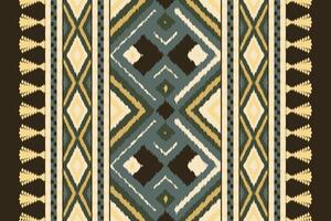 Ikat Paisley Pattern Embroidery Background. Ikat Print Geometric Ethnic Oriental Pattern traditional.aztec Style Abstract illustration.design for Texture,fabric,clothing,wrapping,sarong. vector