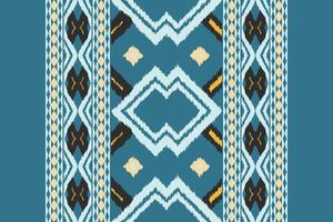 Ikat Damask Embroidery Background. Ikat Pattern Geometric Ethnic Oriental Pattern traditional.aztec Style Abstract illustration.design for Texture,fabric,clothing,wrapping,sarong. vector