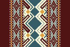 Ikat Seamless Pattern Embroidery Background. Ikat Background Geometric Ethnic Oriental Pattern traditional.aztec Style Abstract design for Texture,fabric,clothing,wrapping,sarong. vector