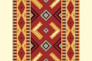 Motif Ikat Seamless Pattern Embroidery Background. Ikat Print Geometric Ethnic Oriental Pattern Traditional. Ikat Aztec Style Abstract Design for Print Texture,fabric,saree,sari,carpet. vector