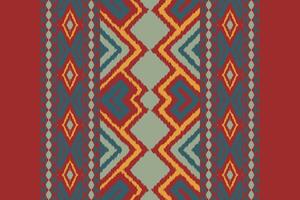 Motif Ikat Seamless Pattern Embroidery Background. Ikat Flowers Geometric Ethnic Oriental Pattern Traditional. Ikat Aztec Style Abstract Design for Print Texture,fabric,saree,sari,carpet. vector