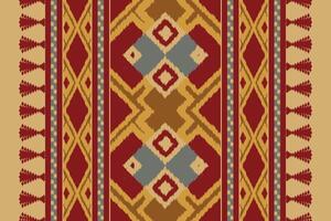 Ikat Paisley Pattern Embroidery Background. Ikat Pattern Geometric Ethnic Oriental Pattern traditional.aztec Style Abstract illustration.design for Texture,fabric,clothing,wrapping,sarong. vector