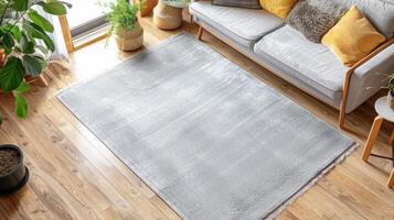 Minimalist living room with a blank rug mockup photo