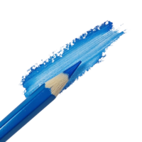 A blue colored pencil creates a vibrant stroke on transparent background png