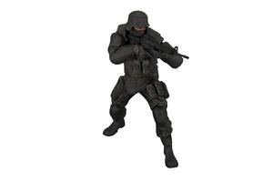 3d rendering soldier with weapon in combat position photo