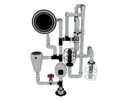 pipeline system with valve and pressure gauge isolated on transparent background photo