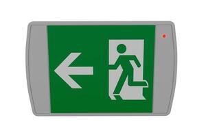 Emergency exit sign box on white background photo