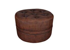 3d render of brown leather footstool photo