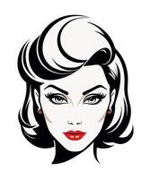 Woman with combed and pinned hair half up and half down voluminous at the front style 40s vector