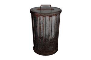 3d rendering metal trash can, concept object for home photo