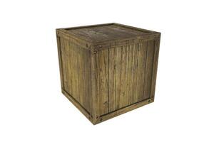 3d rendering old wooden box isolated on white background photo