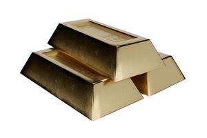 3d rendering gold ingot stacked in pyramid shape photo