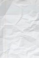 White clean crumpled notebook paper with lines vector