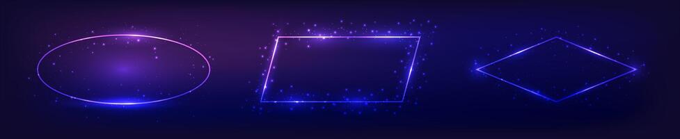 Set of neon frames with shining effects vector