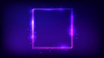 Neon double square frame vector