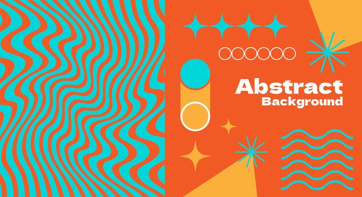 Groovy psychedelic with flat geometric background