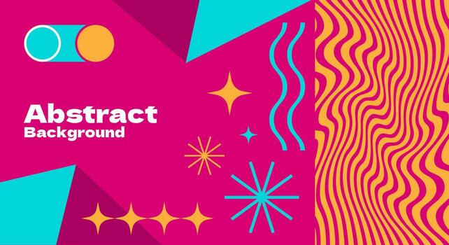 Flat geometric with groovy psychedelic background vector