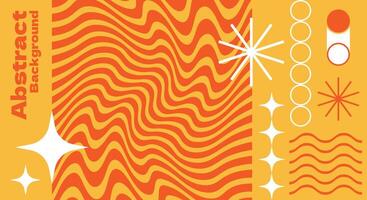 Orange groovy psychedelic with geometric background vector