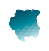 isolated illustration icon with simplified blue silhouette of Suriname map. Polygonal geometric style. White background. vector