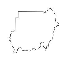 isolated simplified illustration icon with black line silhouette of Sudan map. White background. vector