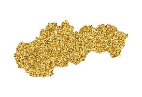 isolated illustration with simplified Slovakia map. Decorated by shiny gold glitter texture. Christmas and New Year holidays decoration for greeting card. vector