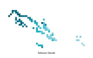 isolated geometric illustration with simple icy blue shape of Solomon Islands map. Pixel art style for NFT template. Dotted logo with gradient texture for design on white background vector